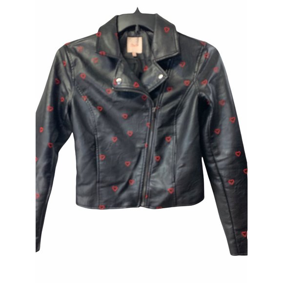 Candies Faux Leather Moto Jacket Red 